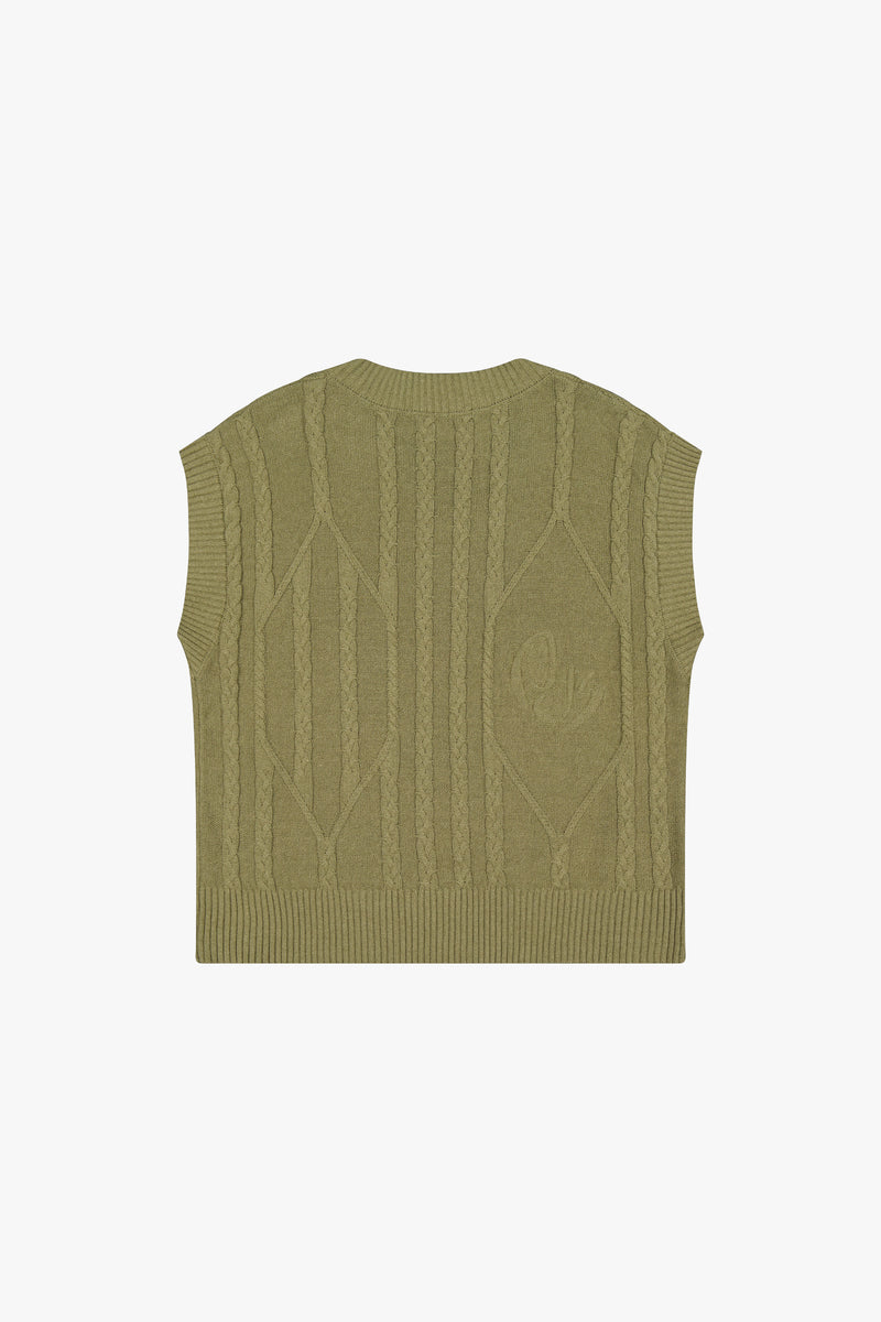 Shop Olive Wool Blend Cable Knit Vest in Green