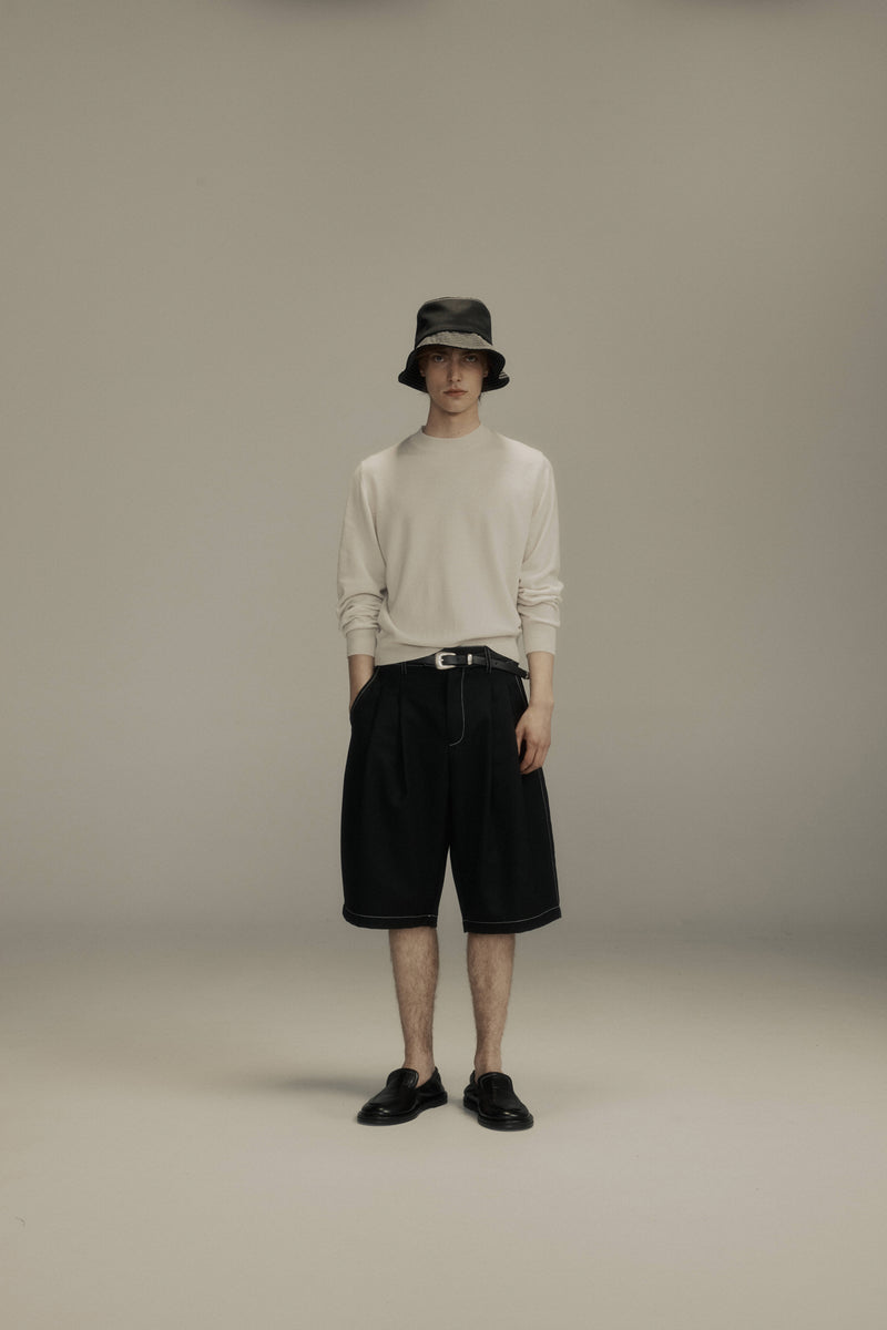 Double-Pleated Shorts
