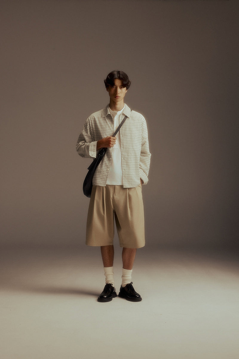 Double-Pleated Shorts